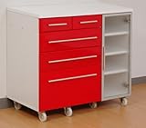 JKプラン アルミ枠ガラス扉キッチン収納 キッチンカウンター 幅90cmレッド kc-255
