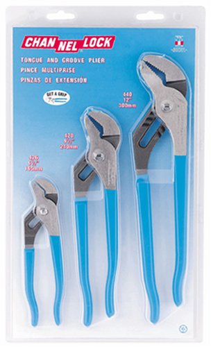 Channellock 3 Piece 9-1/2-Inch, 6-1/2-Inch, and 12-Inch Tongue and Groove Plier Gift Set