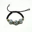 Hand-knotted Tri-Sphere Jade One-of-a-Kind Bracelet - Adjustable Cord
