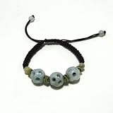 Hand-knotted Tri-Sphere Jade One-of-a-Kind Bracelet - Adjustable Cord