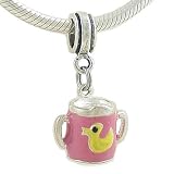 Sterling Enamel BABY Girl SIPPY CUP Bead for European Charm Bracelet Sterling Enamel BABY Girl SIPPY CUP Bead for European Charm Bracelet