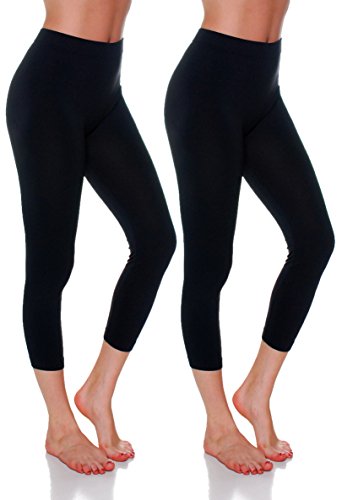 Emmalise Women's Capri Seamless Legging (One Size, Black Black)
