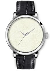 SPRAWL Aanalog Fashion Series Silver Ladies Watches of Genuine Black Leather Strap,Unique Wrist Watch for Women Girls Designed with Dry white