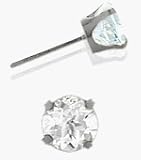 Genuine 5mm Round White Topaz 14K White Topaz Stud Earrings