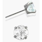 Genuine 5mm Round White Topaz 14K White Topaz Stud Earrings by Elite