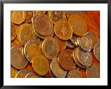 Coins, Including a One Euro Piece, Are Spread Out National Geographic Collection Framed Art Poster Print by Stephen Alvarez, 39x31