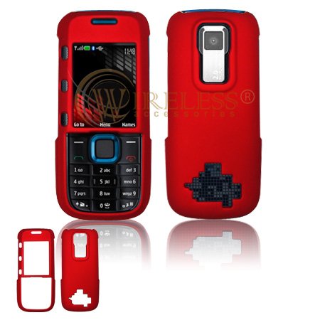 Nokia 5130 XpressMusic Rubber Snap On Cover Case (Red)