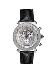 Aqua Master Mens or Womens Round Special Diamond Watch in Black band in white diamond cut dial
