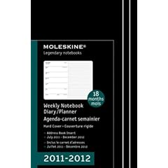 Wochennotizbuch 2012, 13x21 cm, harter Einband, schwarz: Wochenkalender-Notizbuch Juli 2011 - Dezember 2012
