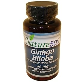 Click here to buy Nature500 Ginkgo Biloba 60 Mg 120 Vegetarian Capsules Herbal Supplement by Nature500.