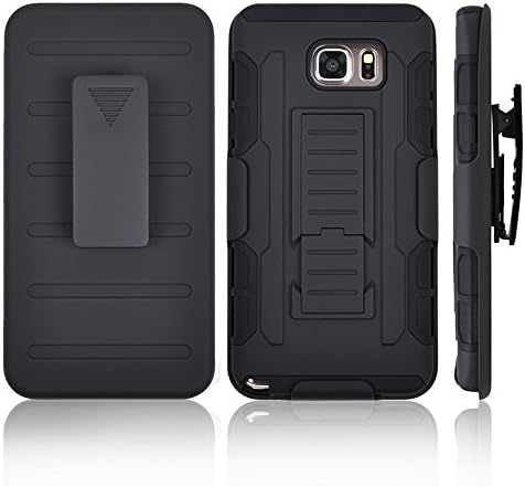 Galaxy Note 5 Case,Mengde® Tri Layer With Swivel Belt Clip Holster+Kickstand Rugged Hybrid Combo Armor Slim Heavy Duty Shock Resistant Defender Protective Grip Cover For Samsung Galaxy Note 5 (Black)