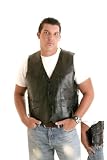 Rebel Ryder Genuine Stone Leather Black Vest
