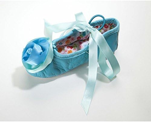 Kamara Girl Satin Rose Ballet Slippers in Turquoise 4