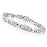 1.00 Carat Antiqued Sterling Silver & Diamond Bracelet - 7.2