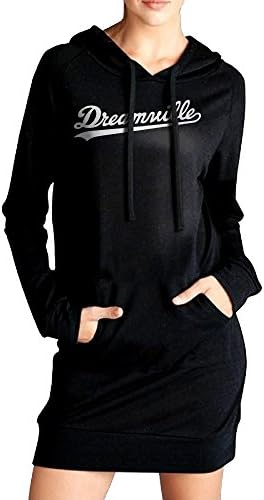 Klshhie Womens Dreamville Records Sexy V Neck Long Sleeve Cotton Hooded Hoodie/Sweatshirt Casual Dress