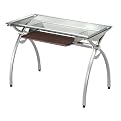 Techni Mobili Glass And Steel Computer Desk