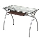 TECHNI MOBILI Alterna Glass Top Metal Computer Desk