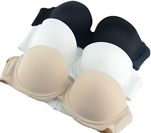 Closecret Women's 1/2 Cup Push Up Bras with Transparent Straps(34B Beige)