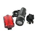 HDE (TM) Waterproof 5 LED Bike Head Light + Rear Flashlight