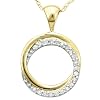 10k Yellow Gold Diamond Circle Pendant (1/10 cttw, I-J Color, I2-I3 Clarity), 18"
