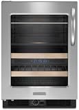 Built-In Undercounter Refrigerators:Architect Series II 5.1 Cu. Ft. Capacity Beverage Center LED Temperature Display 22 Wine Bottle Capacity: Black-on-Stainless Left-Swing