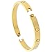 Stainless Steel Screw Head Bangle Bracelet for Women Oval Gold tone 7mm wide, fits 6.5 - 8 inch wrists