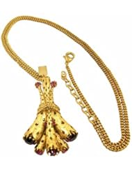 Falling Stars Italian-Made Brass Pendant Necklace Finished in Gold with Purple and Pink Crystals