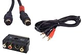 5m PC to TV Kit ~ Premium Quality (all components made from 100% copper wire) ~ 3.5mm To Twin RCA/Phono ~ SVHS (S-Video/TV-Out) ~ Scart Adapter (21-pin Fully Wired) ~ Audio & Video Lead ~ Laptop or PC to Monitor Or TV (LCD, Plasma, LED) ~ 24k Gold Plated ~ In/Out Switch (On Scart Adapter)