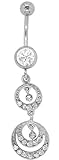 Steel Double Circle Belly Button Ring Navel Piercing Dangle-3/8
