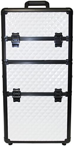 Diamond Pattern Professional Makeup Artist Rolling Osmetic Organizer Trolley Case