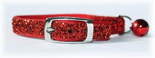 Ruby Red Glitter Glamour Safety Cat Collar 10 inch