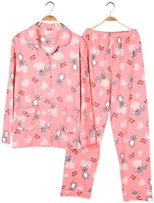 Warmjama Womens Spring Autumn Cotton Long Sleeve Sleepwear Shirt Pajama XXL Red