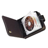 Case Logic Leather CD/DVD Media Case, Holds 24 DVD/CDs in Separate Pockets, Color: Black