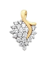 14K Two-Tone Gold Diamond Cluster Pendant - 1.00 Ct. -- LIFETIME WARRANTY