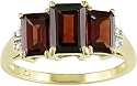 10K Yellow Gold .02 ctw Diamond and Garnet 3-Stone Ring