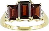 10K Yellow Gold .02 ctw Diamond and Garnet 3-Stone Ring