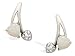 14K White Gold Genuine Heart Opal and Diamond Earrings