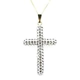 9Ct Gold Cross Pendant,Swarovski Elements, 18" Chain