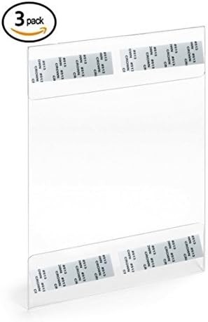 Acrylic Sign Holder 8.75 x 11.5-Inches (A4 size) 2mm Think Wall Mount with Adhesive, Clear, Pack of 3, No Drilling (Portrait)