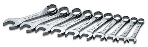 SK 86240 SuperKrome 10 Piece 12 Point 10-Millimeter to 19-Millimeter Short Combination Wrench Set