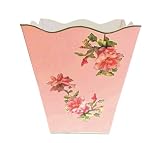 Retro Pink Vintage Waste Basket~E18 ~ Trashcan ~ Trash Holder ~ Trash basket ~ Shabby Chic Enamel with Romantic Antique Roses