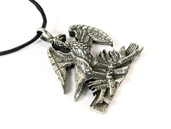 Phoenix Rising from the Ashes Talisman Amulet Pewter Pendant