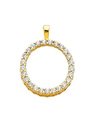 14K Yellow Gold Circle of Life CZ Cubic Zirconia Charm Pendant