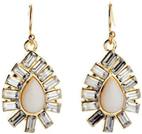 Fun Daisy Rectangle Crystal Tear Drop Style Stone Fashion Earrings - ed00574-PWT