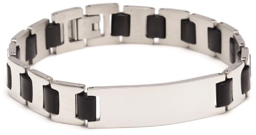 Akzent Damen-Armband Edelstahl mit Kautschuk Gravurplatte 20cm 003350000072 Preisvergleich