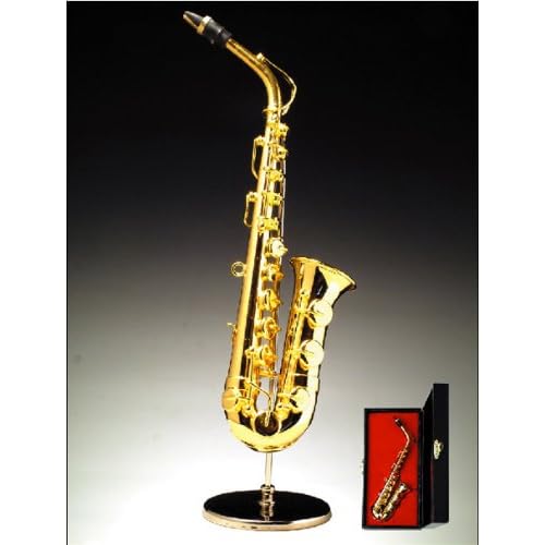 6" Saxophone Musical Instrument Display Miniature In Felt