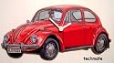 VW Beetle Wall Clock - Red - A23