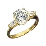 14K yellow gold round and baguette three stone ring
