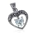 Attractive Sterling Silver Marcasite Heart Cubic Zirconia Pendant Charm