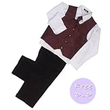 LG New Boys Wine 4 Piece Cravat Shirt Pants Paisley Waistcoat Wedding Pageboy Suit Size 0/3 Months-8/9 Years